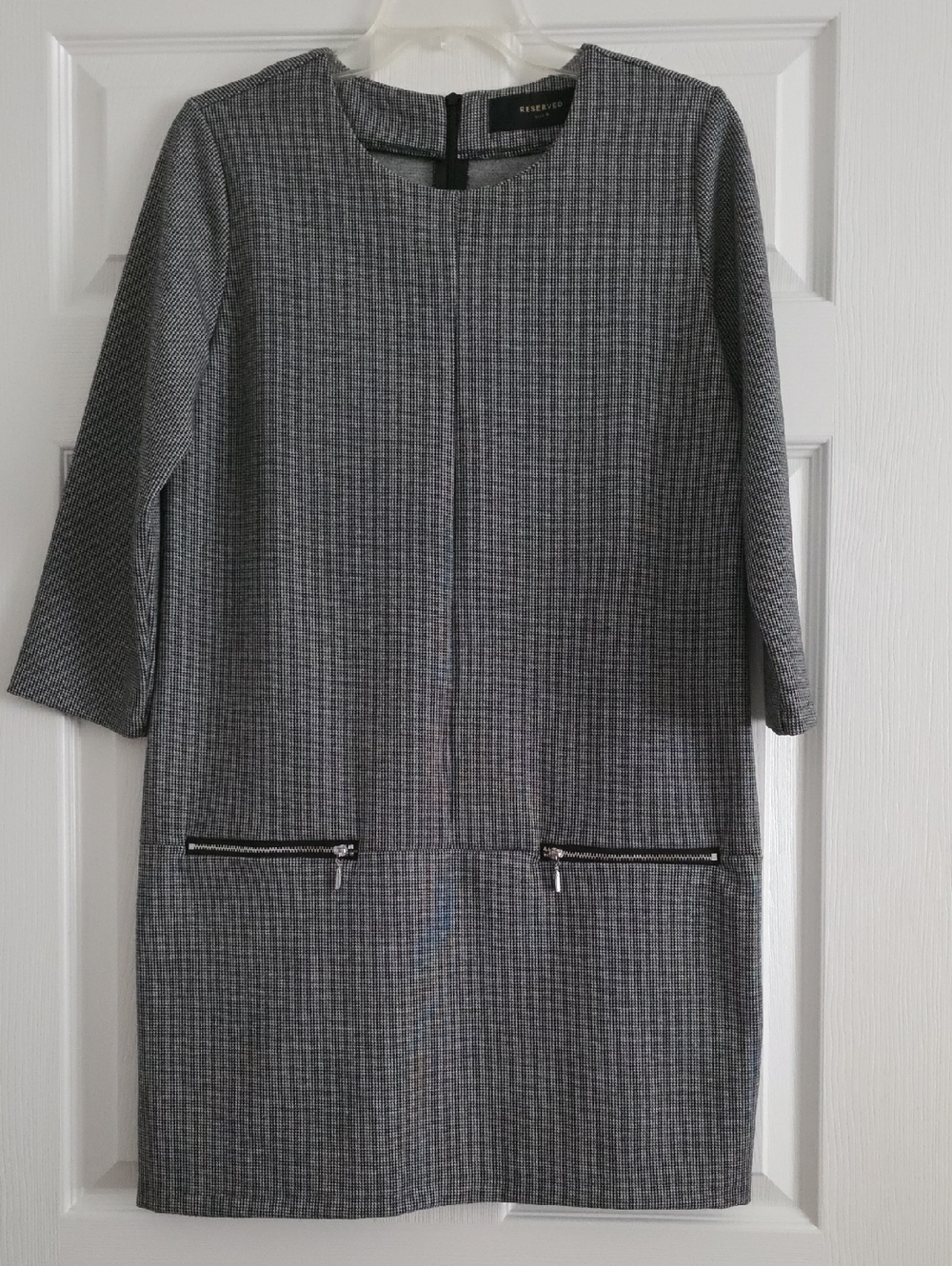 Reserved Gray Mini Dress with Front Zipper Pockets
